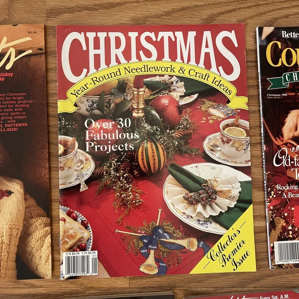Christmas Cross Stitch Quilt Craft Pattern Books Magazines Vintage Mix Lot‎ of 7